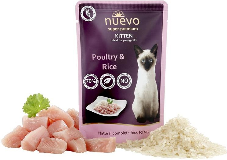 Nuevo kotě drůbeží s rýží kapsa 85 g