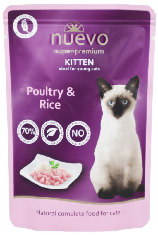 Nuevo kotě drůbeží s rýží kapsa 85 g