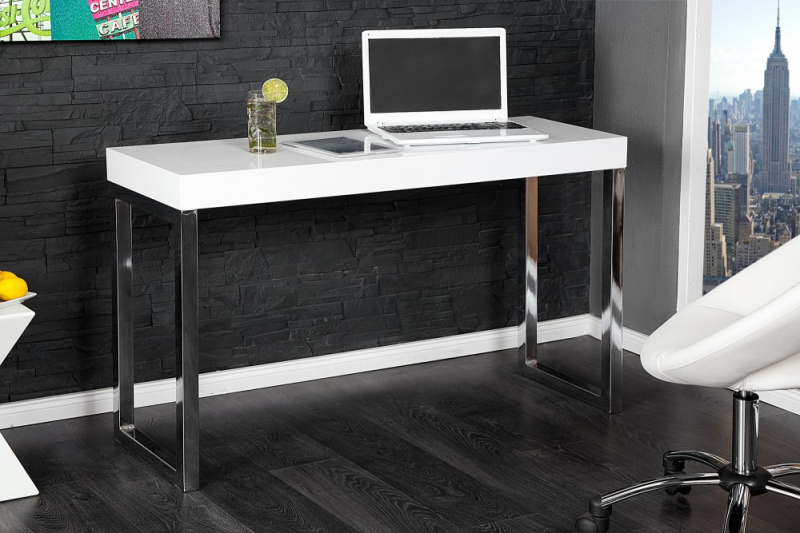 INVICTA INTERIOR Stolek Pod Notebook - White Desk 120X40Cm