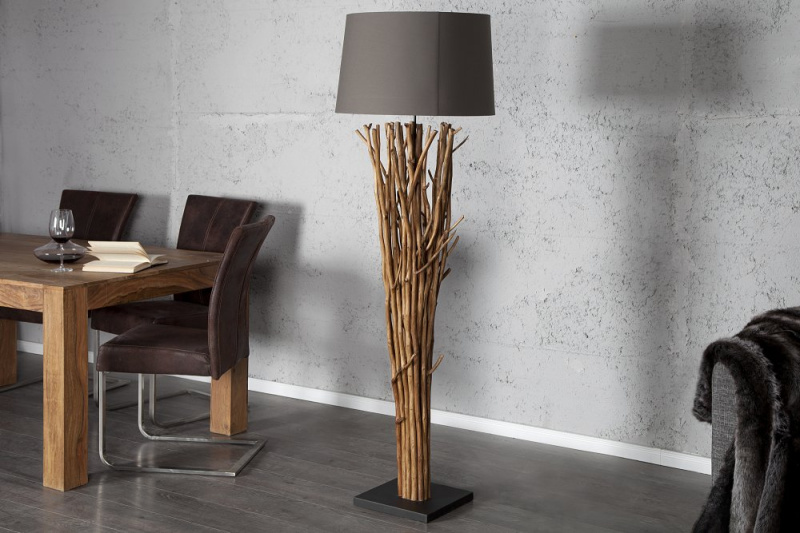 INVICTA INTERIOR Designová dřevěná lampa šedá: Carinae II