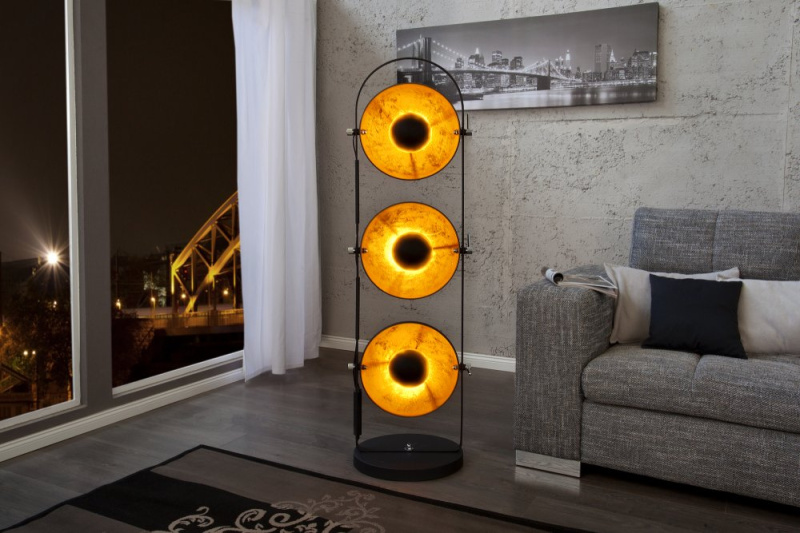 INVICTA INTERIOR Designová kovová stojací lampa černá - Arietis