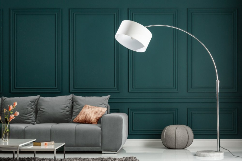 INVICTA INTERIOR Designová kovová stojací lampa bílá - Boro