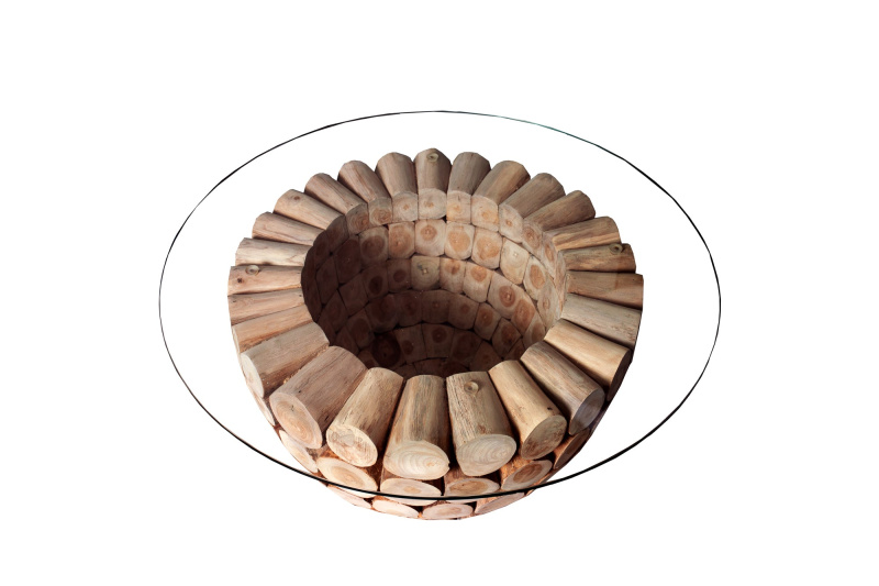 Konferenční stolek PURE NATURE 60cm základna z teakového dřeva bez skleněné desky