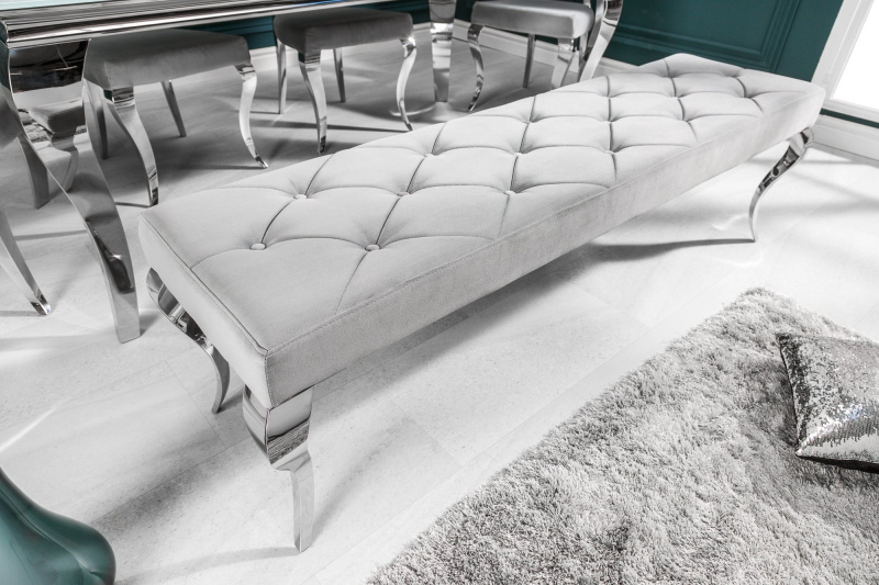 INVICTA INTERIOR Lavice moderní barock170cm ušlechtilá - šedá