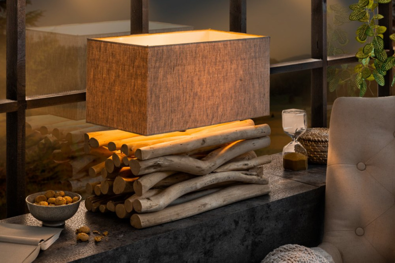 INVICTA INTERIOR Designová dřevěná stolní lampa - Orthos