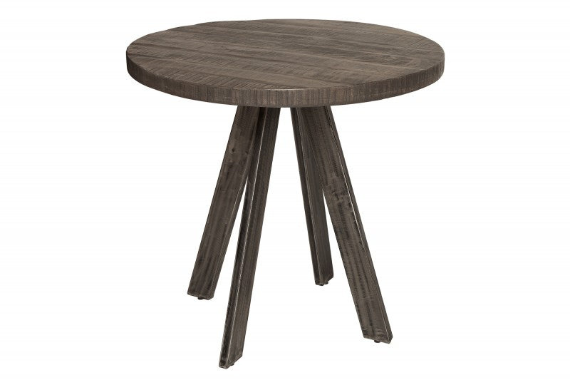 INVICTA INTERIOR Jídelní Stůl Iron Craft 80 cm Kulatý Šedý Mango