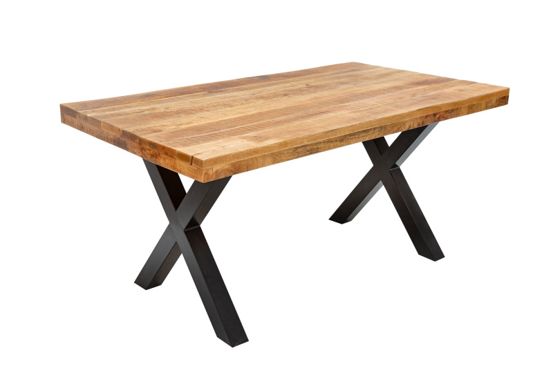Jídelní stůl IRON CRAFT 160cm X-nohy mangové dřevo přírodní