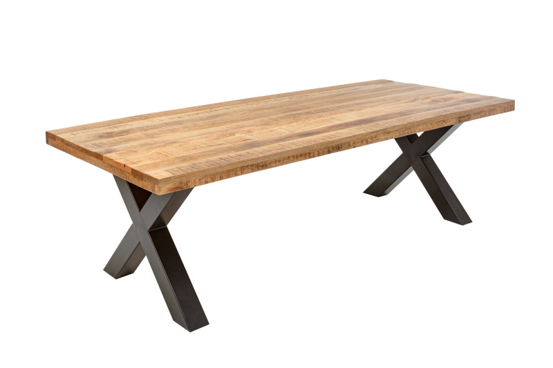 Jídelní stůl IRON CRAFT 240cm X-nohy mangové dřevo přírodní