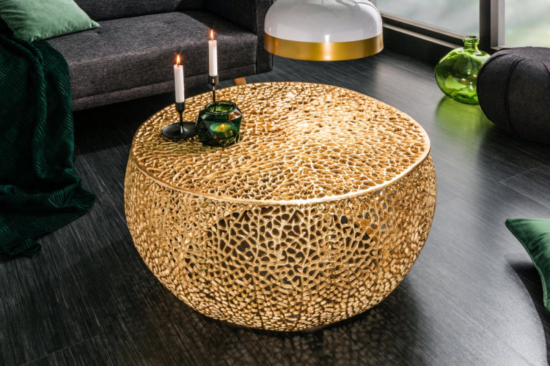 INVICTA INTERIOR Konferenční stolek Leaf 80cm gold