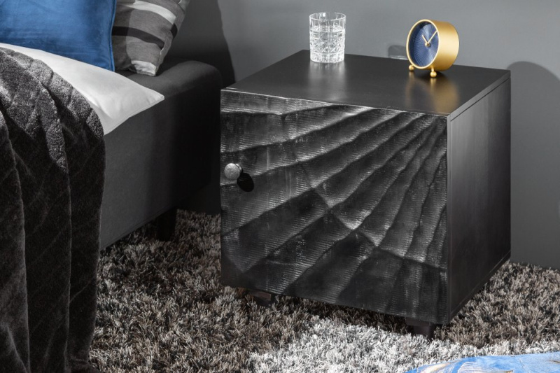 INVICTA INTERIOR Designový 3D noční stolek: Salvatore black