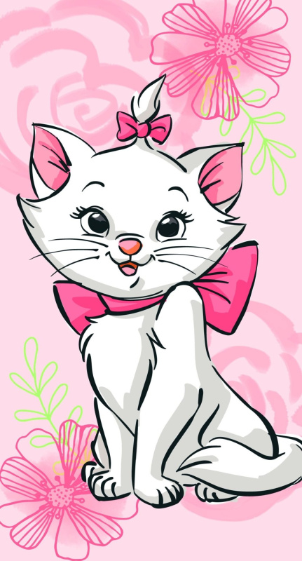 Jerry Fabrics Osuška Marie Cat Pink Flower Varianta: Osuška Marie Cat Pink Flower 70x140 cm