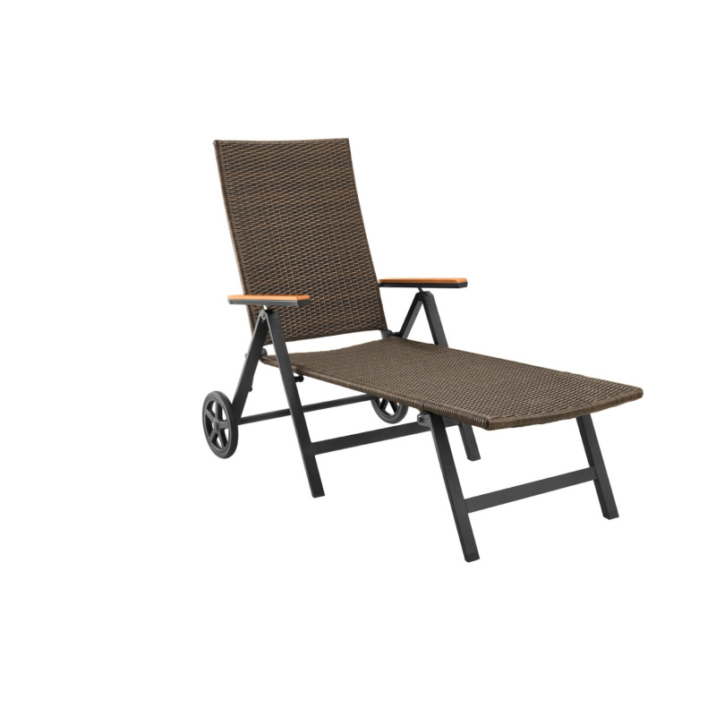 Zahradní lehátko Calvin 2023, béžová/hnědá, 41 x 74 x 192 cm