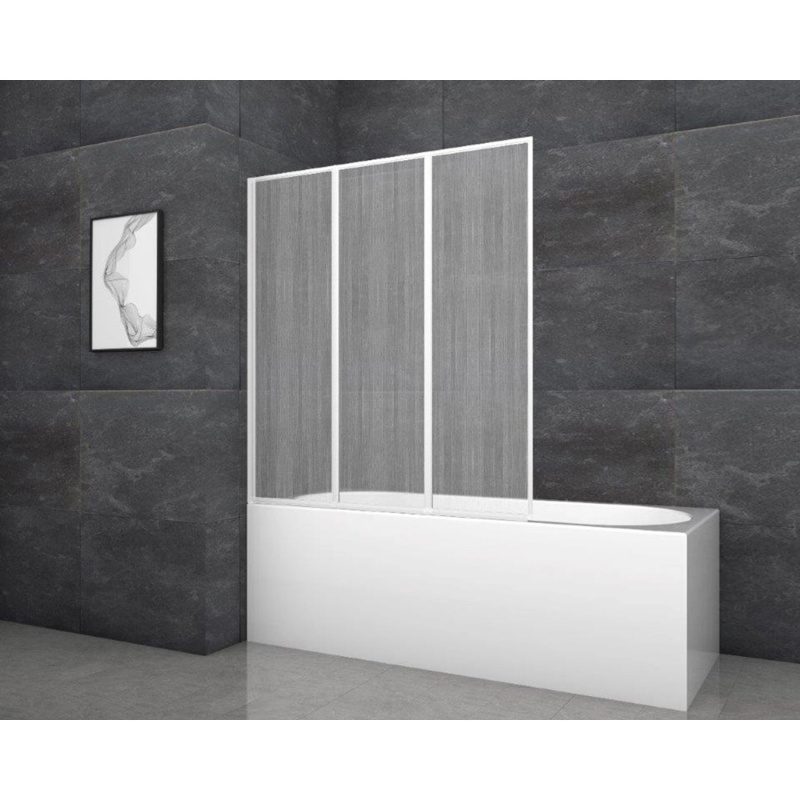 Aurlane Skládací zástěna na vanu White Cloud 120 cm x 130 cm bílá 3křídlá