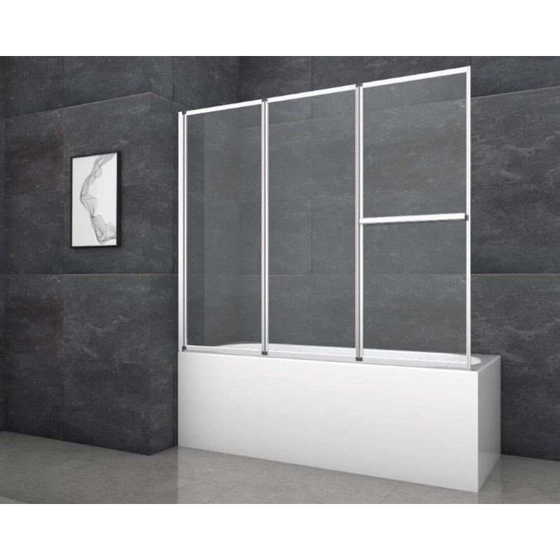 Aurlane Skládací zástěna na vanu Silver Comfort 166,4 cm x 140 cm chrom 3křídlá