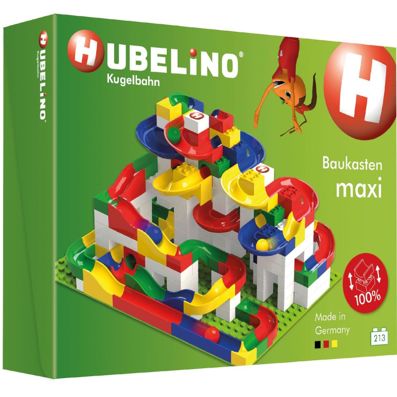 HUBELINO Kuličková dráha - set s kostkami Maxi 213 ks