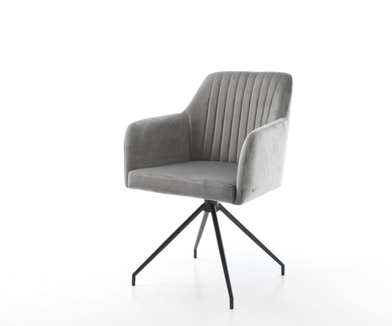 Otočná židle Greg-Flex šedá samet křížová podnož zúžená černá