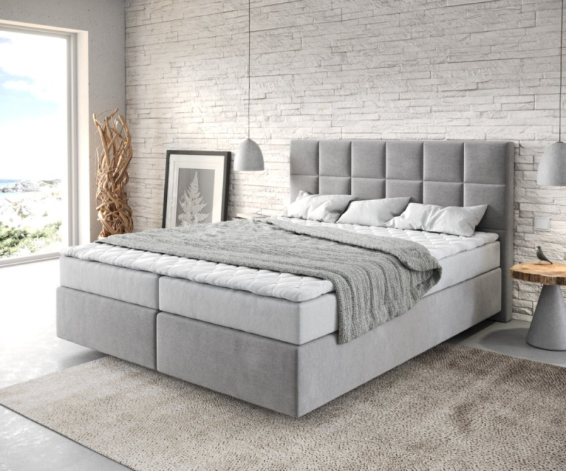Boxspring postel Dream-Fine 160x200 cm mikrovlákno šedá s matrací