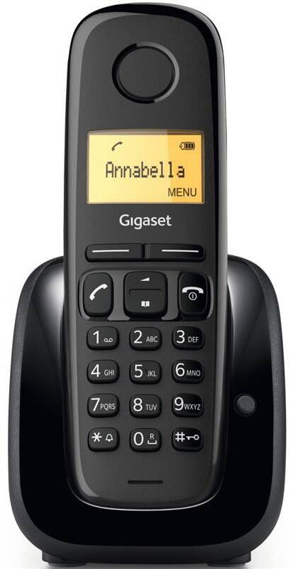 Domácí telefon Gigaset A180 / bezdrátový / podsvícený třířádkový displej / 50 kontaktů / černá Varianta: ivi1