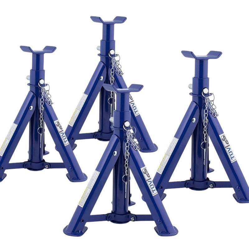 Sada podpěr pod auto 2 t – 4 ks, výškově nastavitelné s pojistným kolíkem, ocel, certifikace TÜV