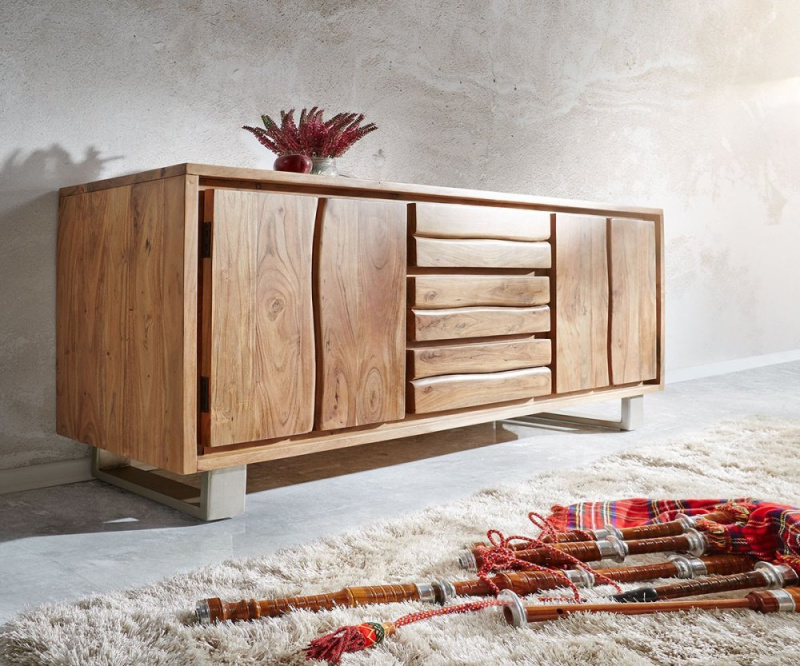 Komoda Live Edge 170 cm akácie přírodní 3 zásuvky 4 dvířka