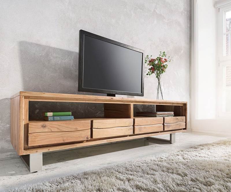 TV stolek Live Edge 190 cm akácie přírodní 4 zásuvky