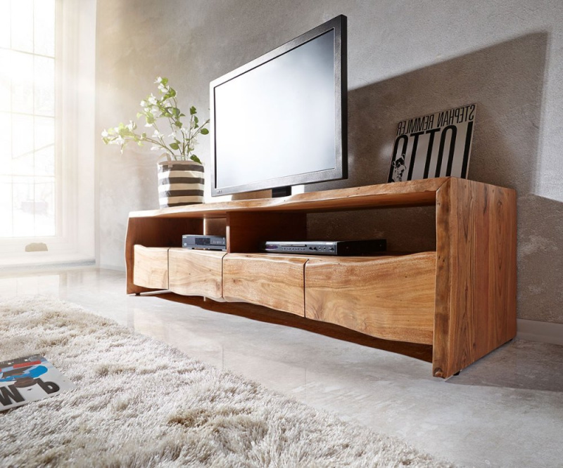 TV stolek Live Edge 230 cm akácie masiv 4 zásuvky