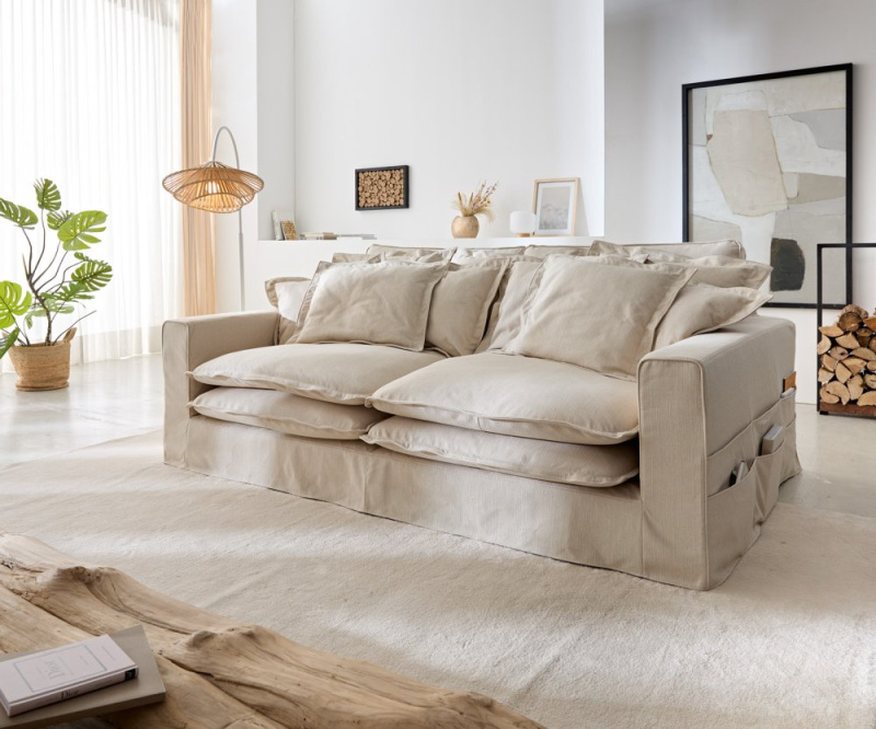 Pohovka Noelia 240x145 cm slonová kost s polštáři