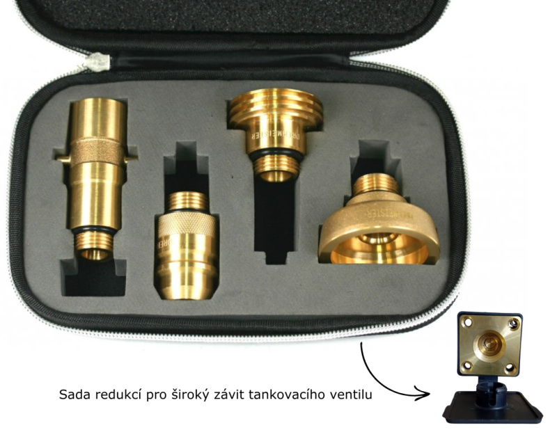 Sada redukcí CAMPKO pro tankování plynu v Evropě (Š 21,8 x 1/14") do originálního hrdla Campko