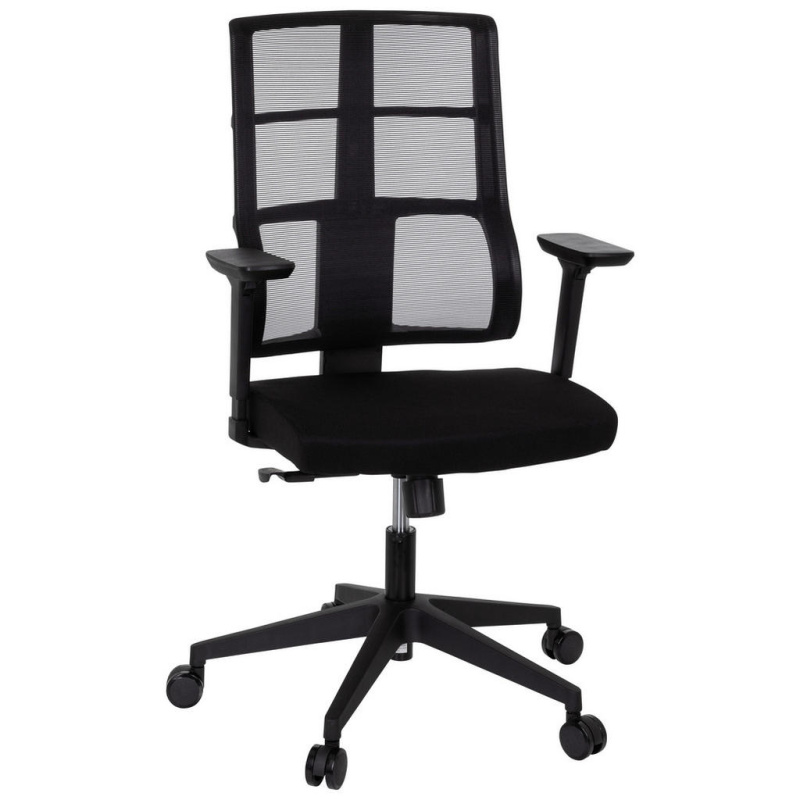 MID.YOU OTOČNÁ ŽIDLE, síťovina, plochá tkanina, černá