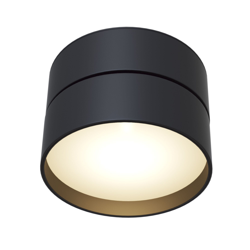 Maytoni Moderní stropní LED svítidlo ONDA, 18W, ⌀ 12 cm Barva: Černá, Chromatičnost: 3000K