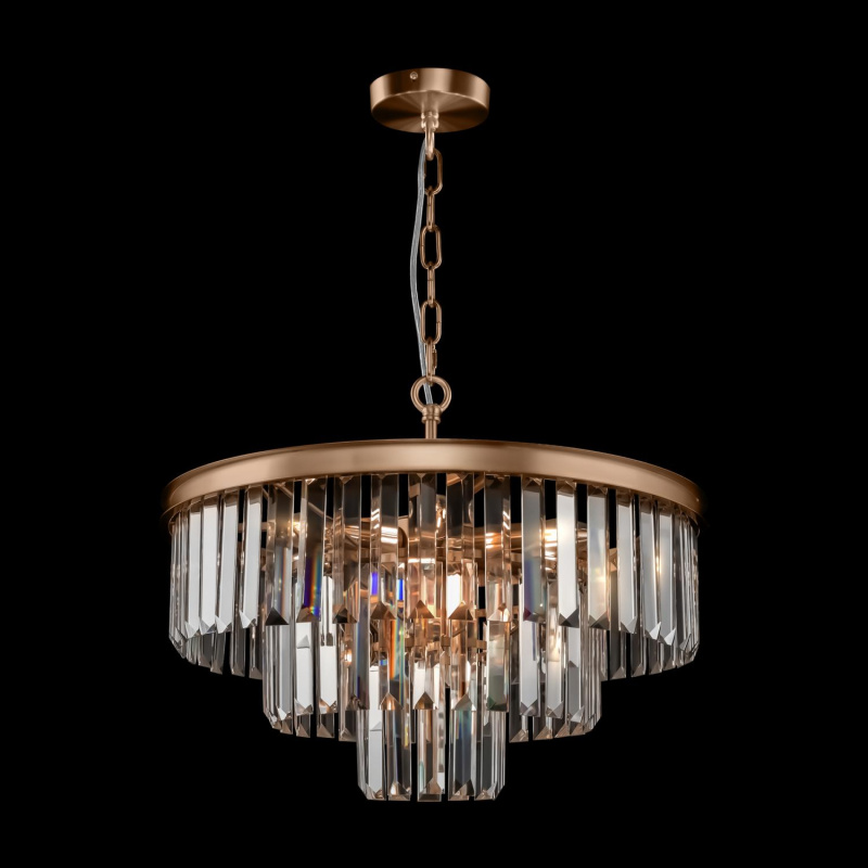 Maytoni Závěsné LED křišťálové svítidlo REVERO, Ø 50 cm, 7xE14, Barva: Mosaz