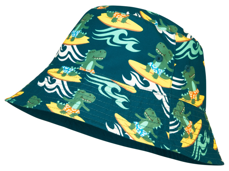 Playshoes Dětský oboustranný klobouk s UV ochranou 50+ (surfař dino, 54-55)