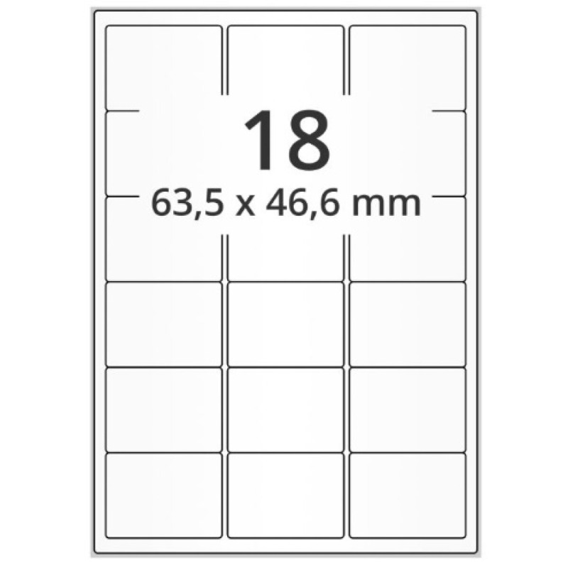 Samolepicí PE etikety 63,5 x 46,6 mm, 1800 listů