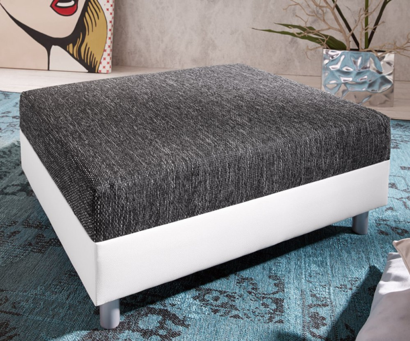 Taburet Clovis Š98 x H83 bílá černá Modulová strukturovaná tkanina