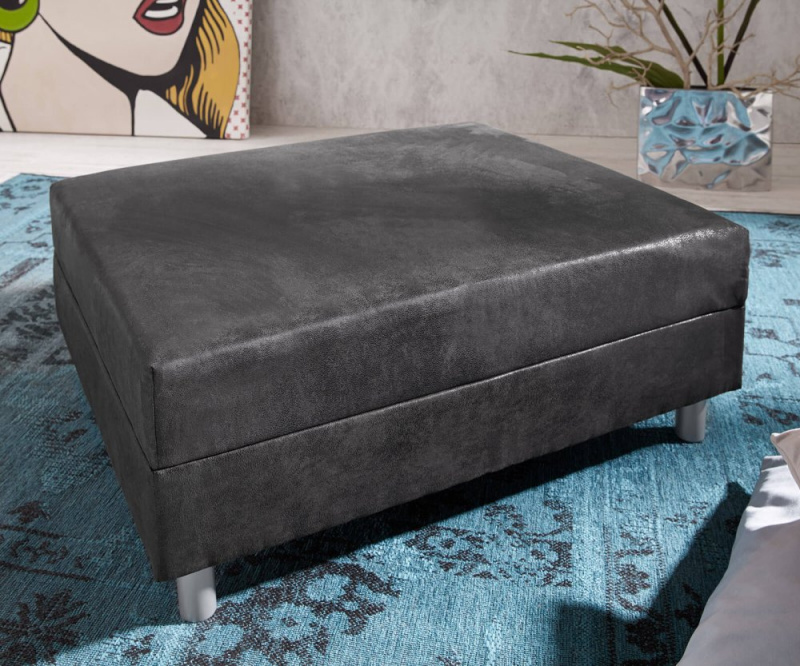 Taburet Clovis antracitová vintage Š98 x D83 modul microvelours