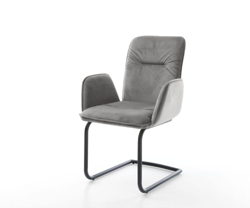 Jídelní židle Vinja-Flex šedá samet konzolová podnož kulatá černá