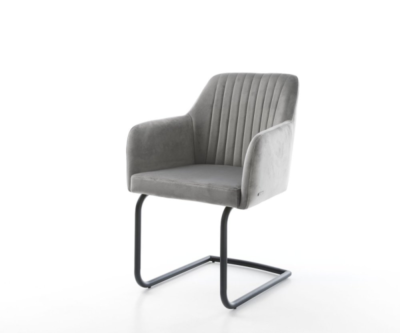 Jídelní židle Greg-Flex šedá samet konzolová podnož kulatá černá