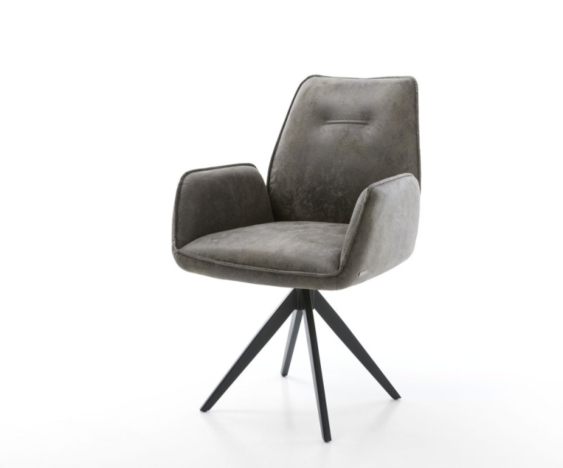 Otočná židle Zoa-Flex šedá vintage křížová podnož hranatá černá