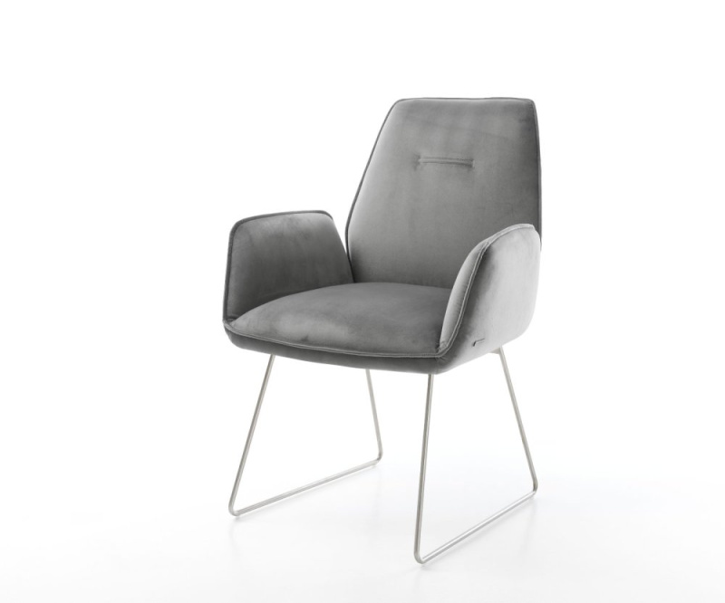 Jídelní židle Zoa-Flex šedá samet tenká podnož nerezová ocel