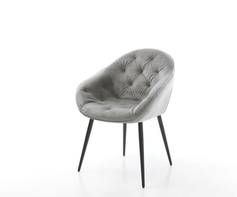 Jídelní židle Gaio-Flex šedá samet zúžená podnož černá