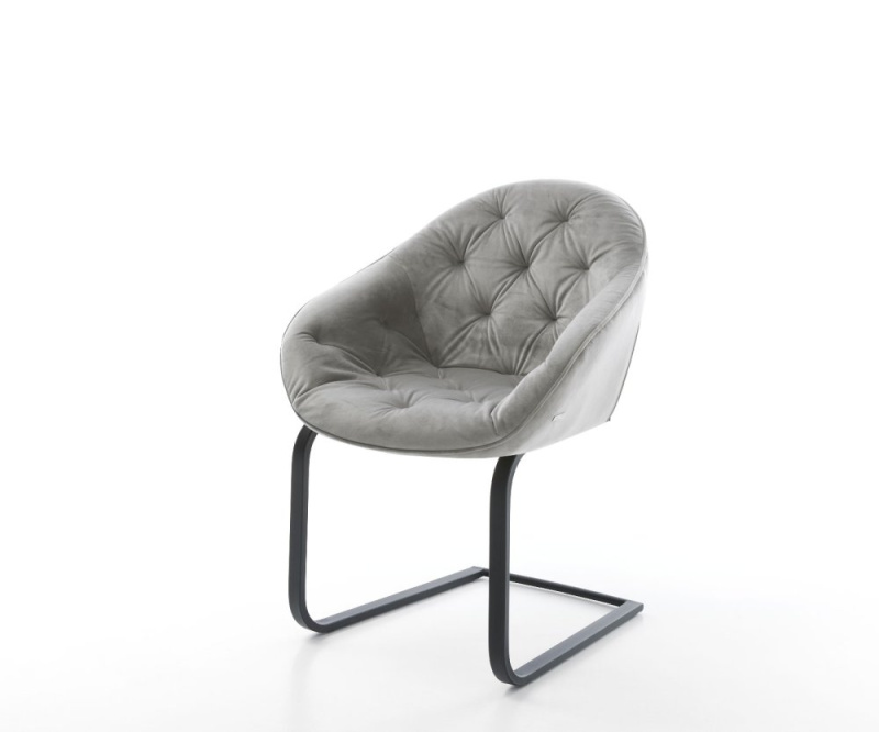 Jídelní židle Gaio-Flex šedá samet konzolová podnož plochá černá