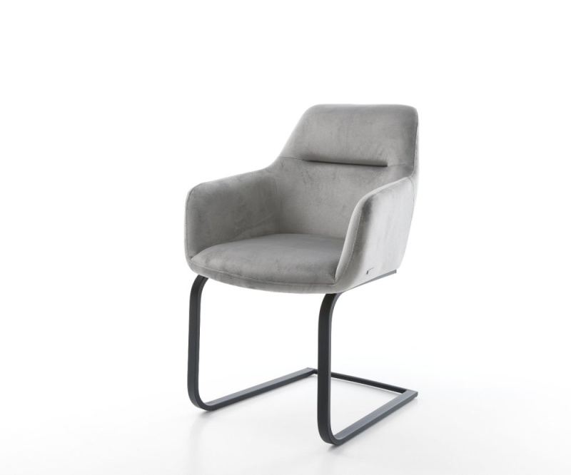 Jídelní židle Pejo-Flex šedá samet konzolová podnož plochá černá