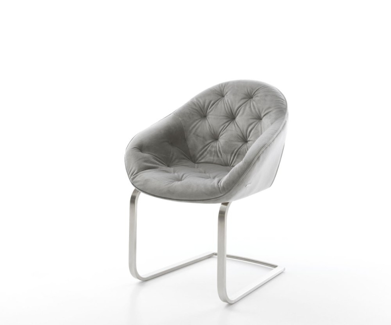 Jídelní židle Gaio-Flex šedá samet konzolová podnož plochá nerezová