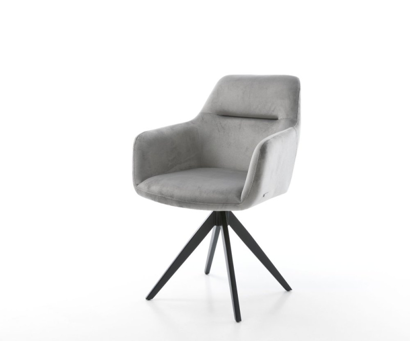 Otočná židle Pejo-Flex šedá samet křížová podnož hranatá černá