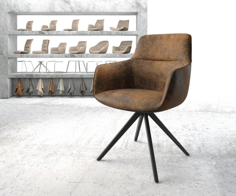 Otočná židle Pejo-Flex hnědá vintage křížová podnož hranatá otočná