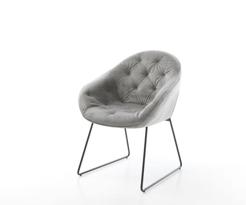 Jídelní židle Gaio-Flex šedá samet černá tenká podnož