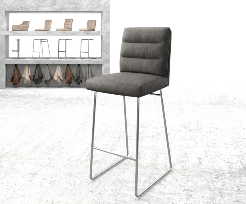 Barová židle Pela-Flex vintage antracitová podnož tenká nerezová ocel