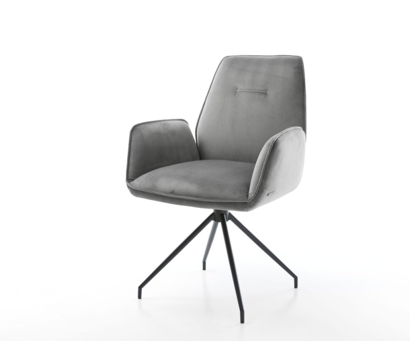 Otočná židle Zoa-Flex šedá samet křížová podstavec zúžená černá