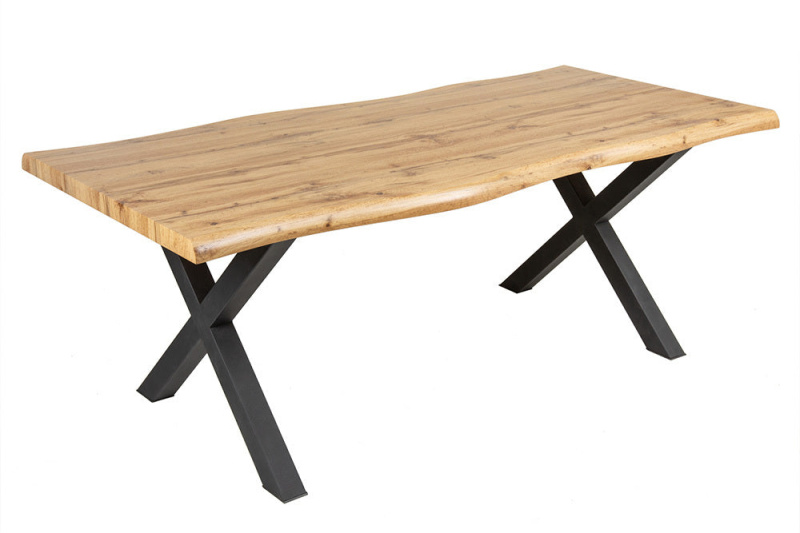 Jídelní stůl WILD 200cm stolová deska 50mm X-nohy divoký dub působí přirozeně