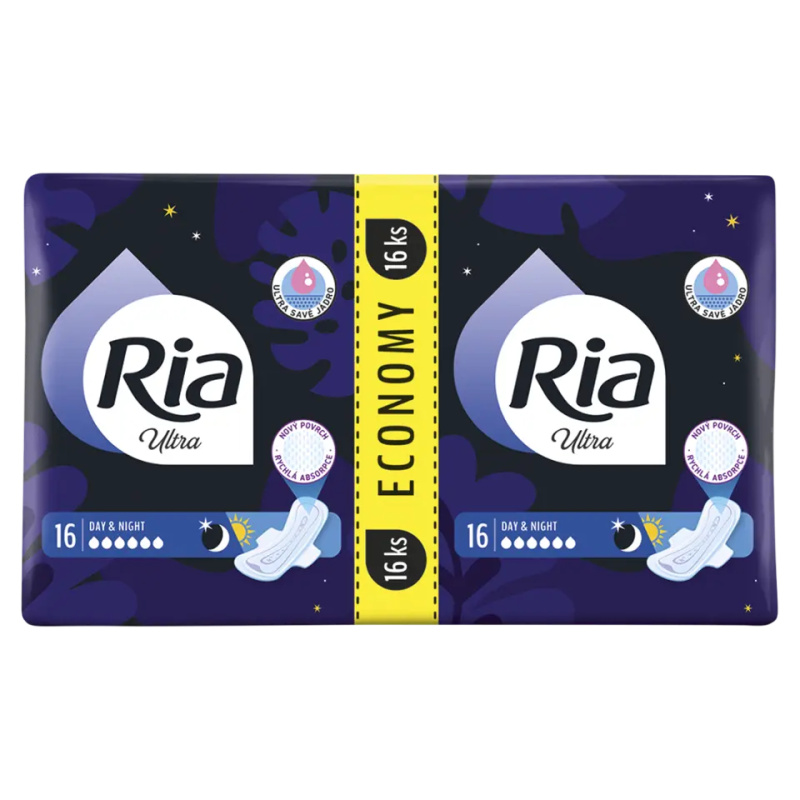 Ria Hygienické vložky Ultra Night s křidélky 16 ks 16 ks